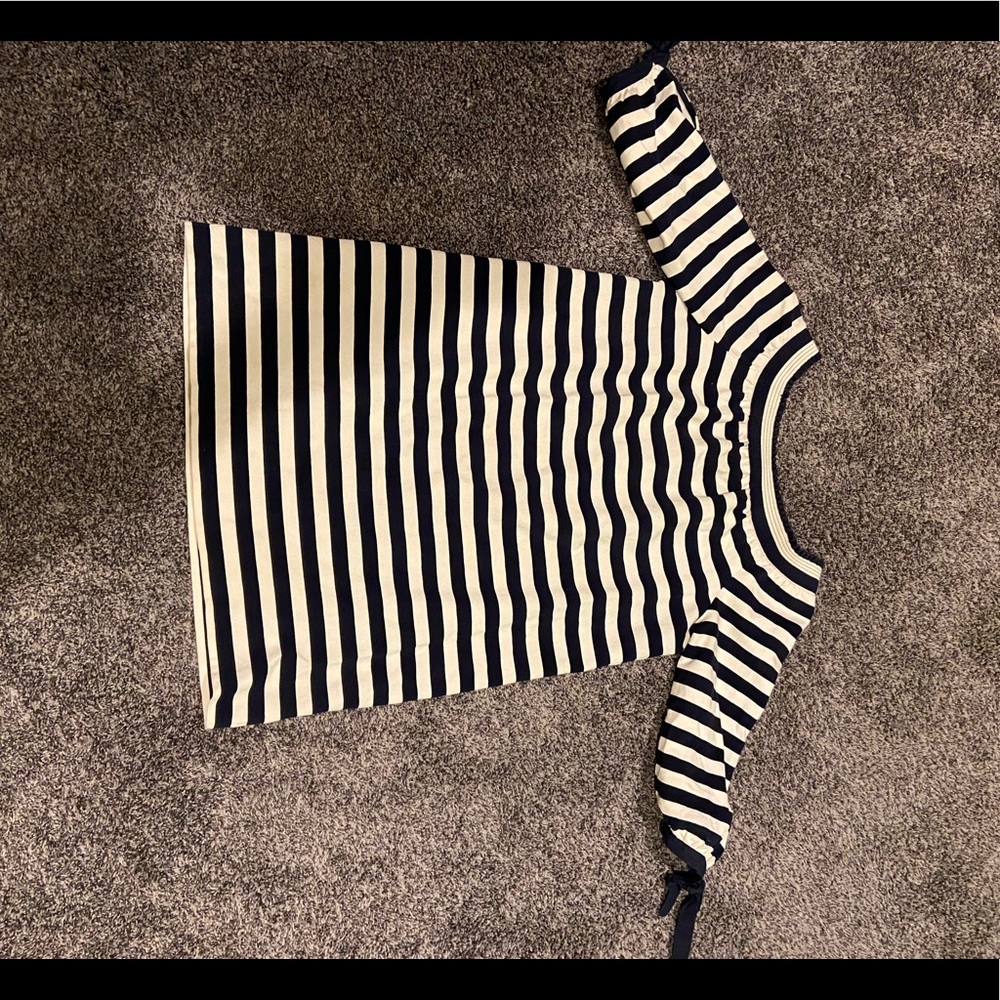 JCrew Off The Shoulder Navy Striped Dress Size L